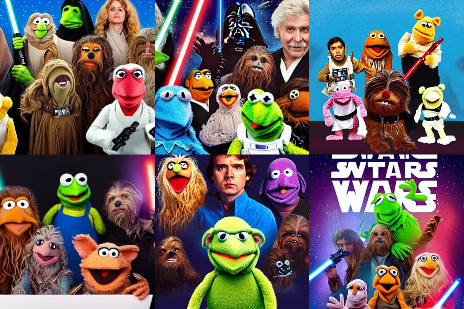 Prompt: star wars but with muppets