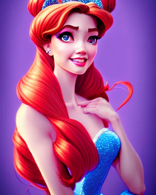 Image similar to richly detailed color illustration of a disney-princess-con-artist illustrated by Artgerm and Mina Petrovic and Timothy Kong and Marina Federovna. 3D shadowing