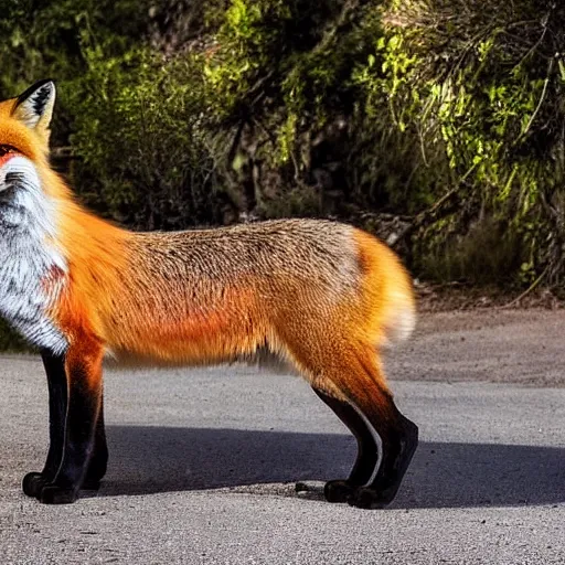 Prompt: fox animal stood next to a limousine, award winning photograph