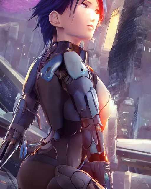 Image similar to weta disney pixar movie still portrait photo of motoko kusanagi ghost in the shell : : as cyborg woman by pixar : : by weta, wlop, ilya kuvshinov, rossdraws, artgerm, marvel, maxim cover, latex, octane render, sweaty, iridescent, bright morning, anime, liosh, mucha : :