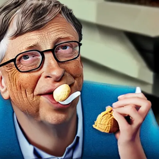 Image similar to bill gates eating ice cream, photorealistic