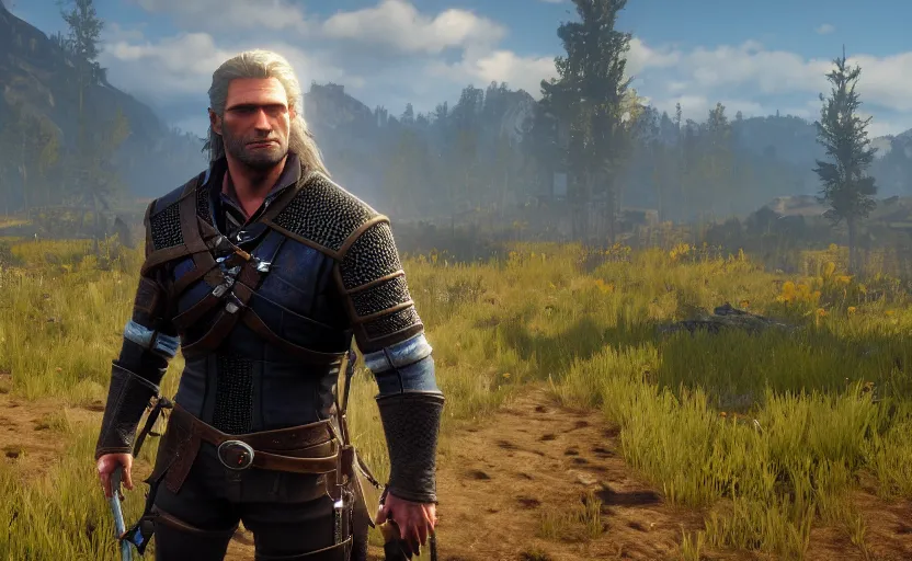 Image similar to screenshot of arthur morgan in the witcher 3,