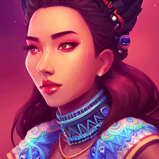 Image similar to a portrait of a beautiful aztec queen, art by lois van baarle and loish and ross tran and rossdraws and sam yang and samdoesarts and artgerm and saruei, digital art, highly detailed, intricate, sharp focus, Trending on Artstation HQ, deviantart, unreal engine 5, 4K UHD image