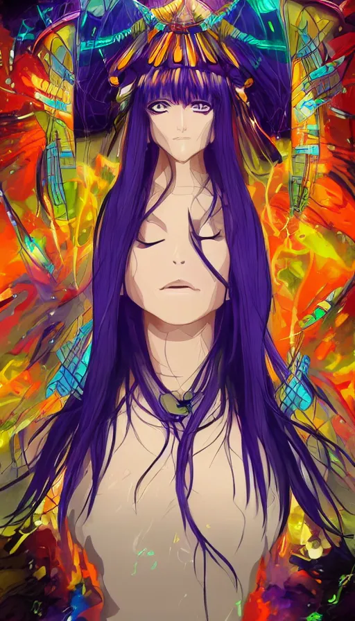 Prompt: portrait of a digital shaman, by gainax co,