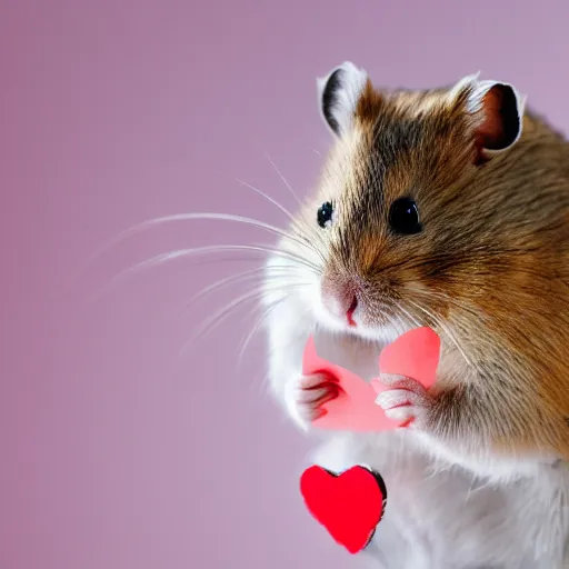 Image similar to detailed photo of a hamster holding a valentine's letter, various poses, full body, unedited, daylight, dof, sharp focus, 8 k