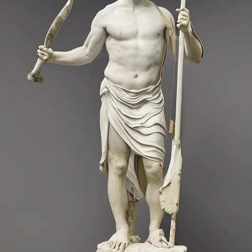 Prompt: marble statue of a roman soldier, photograph, highly detailed