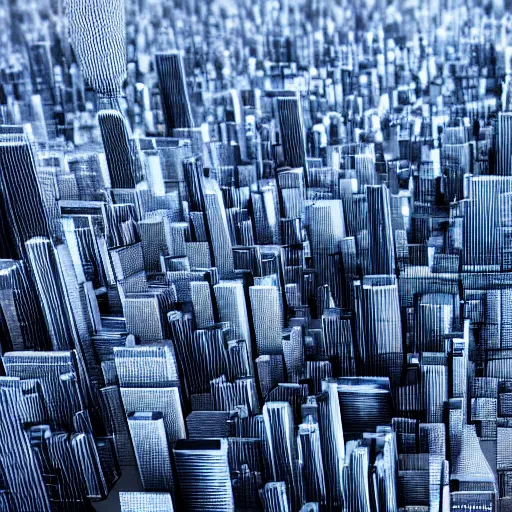 Image similar to an electron microscope image of a sprawling mega city, bokeh, 3D render, magnified