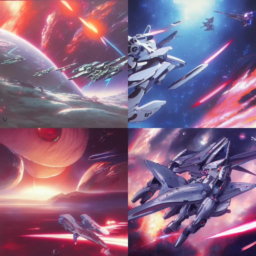 Prompt: an anime portrait of a space battle scene, still from robotech 1 9 8 5 by stanley artgerm lau, wlop rossdraws, james jean, andrei riabovitchev, marc simonetti and sakimicha