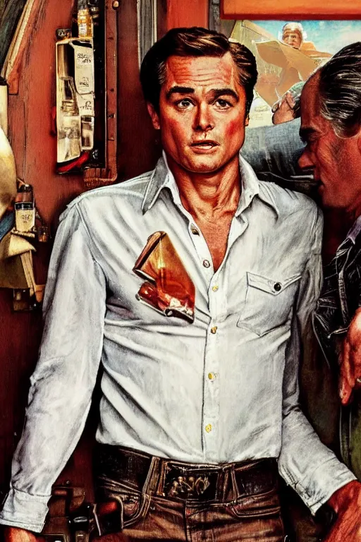 Image similar to Rick Dalton from Once upon a time in Hollywood painted by Norman Rockwell