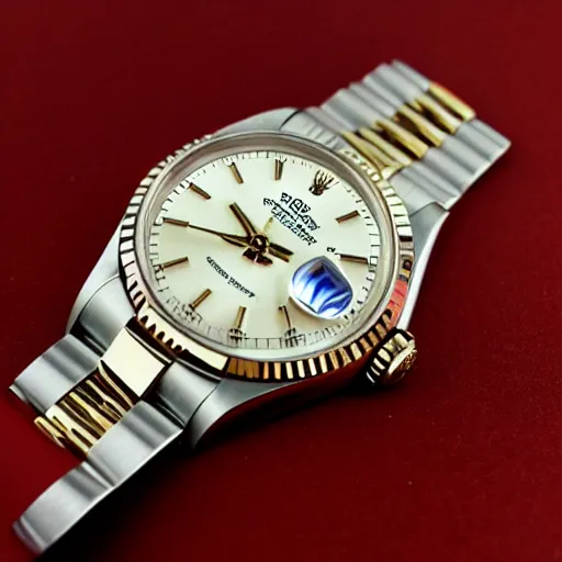 Prompt: fisher price Rolex Datejust, close up, photo