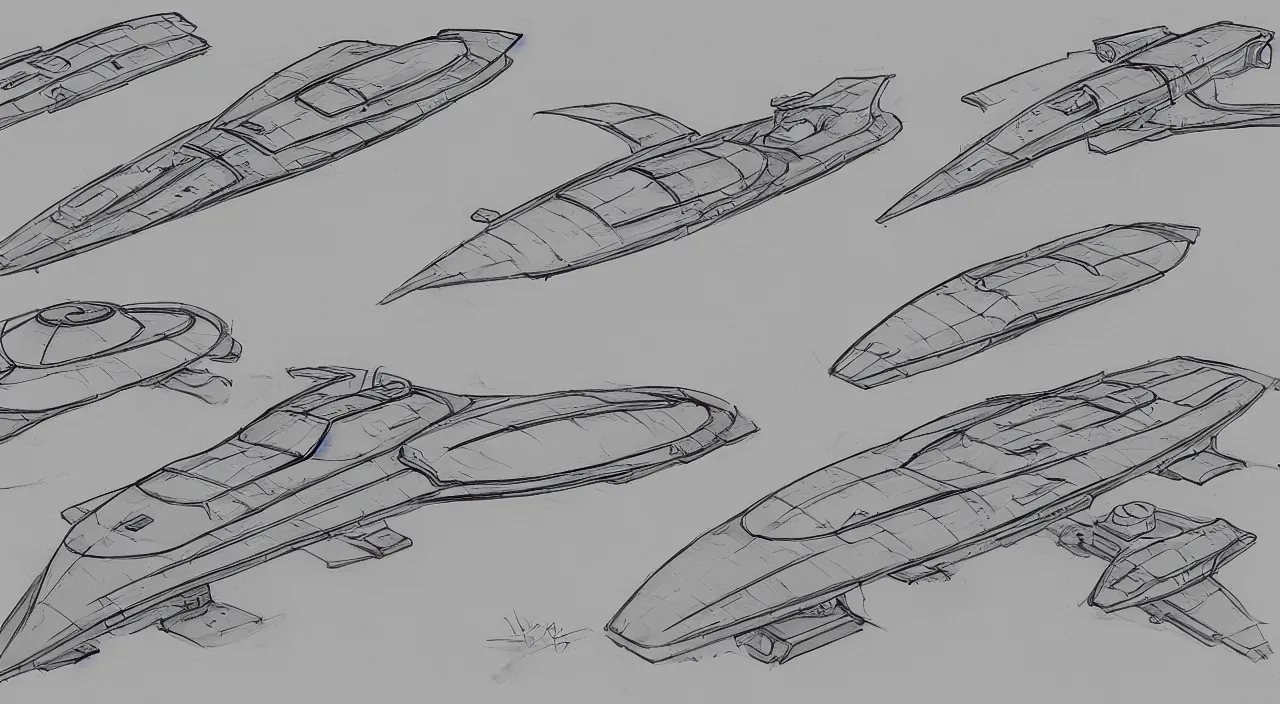 Prompt: clean design spaceship sketches