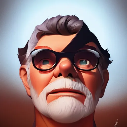 Image similar to face icon stylized minimalist george lucas, loftis, cory behance hd by jesper ejsing, by rhads, makoto shinkai and lois van baarle, ilya kuvshinov, rossdraws global illumination