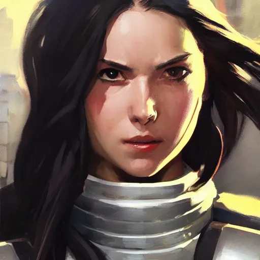 Image similar to greg manchess portrait painting of partially armored x - 2 3 laura kinney as overwatch character, medium shot, asymmetrical, profile picture, organic painting, sunny day, matte painting, bold shapes, hard edges, street art, trending on artstation, by huang guangjian and gil elvgren and sachin teng