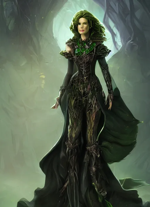 Image similar to beautiful female wicked witch, kate beckinsale as the wicked witch of the west, full body character concept, armor, super powers, fantasy, intricate, elegant, highly detailed, digital painting, artstation, concept art, shining, sharp focus, illustration, art by stanley lau