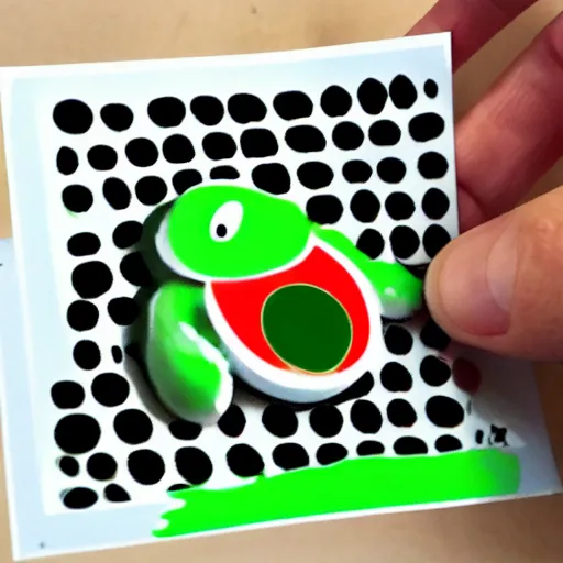 Image similar to symmetrical die cut sticker, yoshi from yoshi's island, splatter paint