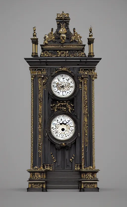 Image similar to Baroque clock, unreal engine, octane render