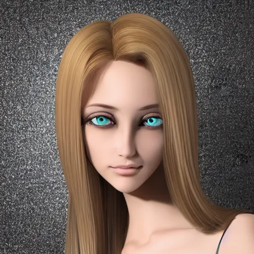 Prompt: brunette with dyed blonde hair, 18 years old, 155 cm tall, flat ironed hair, green big eyes, small nose, small mouth, diamond shaped face, big forehead, lop eared, full body shot