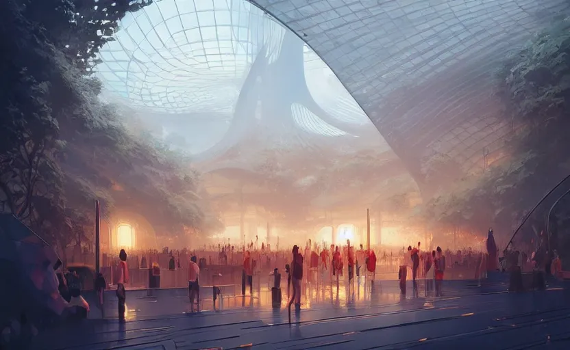 Prompt: singapore pavillion at the next world expo designed by gensler, elegant atmosphere, glowing lights, highly detailed, digital painting, artstation, concept art, smooth, sharp focus, illustration, art by wlop, mars ravelo and greg rutkowski