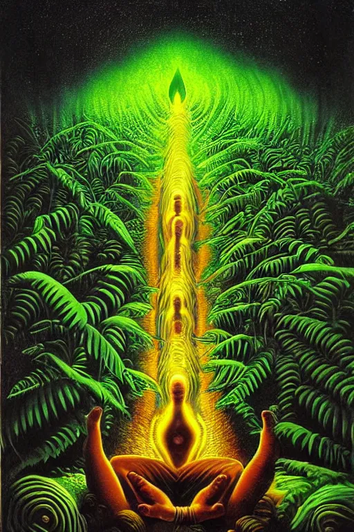 Prompt: The Ayahuasca Spirit, by David A. Hardy