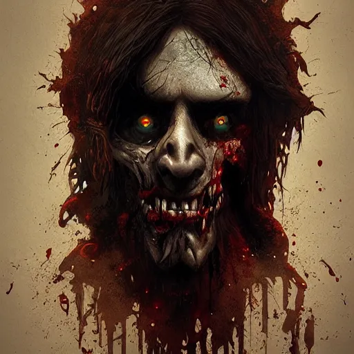 Image similar to zombie jesus christ with cross, greg rutkowski, trending on artstation,