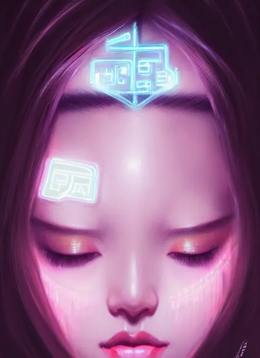 Prompt: portrait of asian female humanoid, transparent jewelry accessories, very details, elegant, cyber neon lights, highly detailed, digital illustration, trending in artstation, trending in pinterest, glamor pose, concept art, smooth, sharp focus, art by artgerm and greg rutkowski