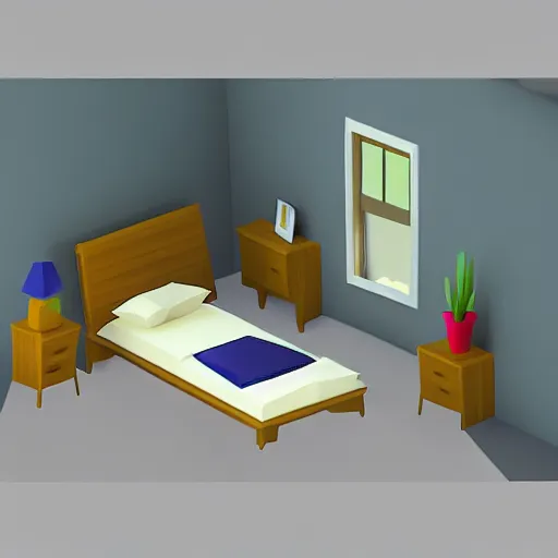 Prompt: low poly room