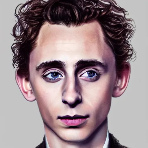 Prompt: Timothee Chalamet and Tom Hiddleston crossbreed, illustrated and rendered by Xie Boli, trending on artstation, 4k, 8k, photorealistic imagery, photorealistic details, intricate, highly detailed