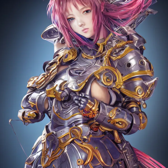 Prompt: studio portrait of lawful good colorful female holy mech paladin as absurdly beautiful, elegant, young sensual anime girl, ultrafine hyperrealistic detailed face illustration by kim jung gi, irakli nadar, intricate linework, sharp focus, bright colors, matte, octopath traveler, final fantasy, unreal engine highly rendered, global illumination, radiant light, intricate environment