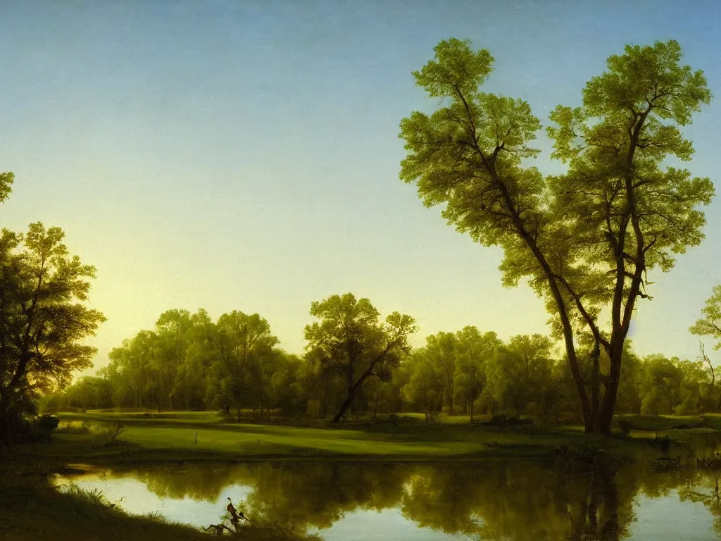 Image similar to a beautiful mississippi landscape, springtime morning, by george caleb bingham, oil on canvas, luminism, hyperrealism