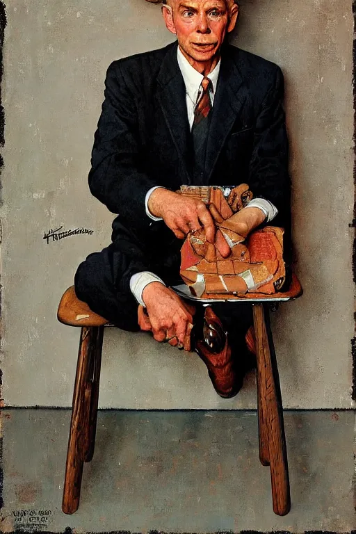 Prompt: Rick Dalton painted by Norman Rockwell