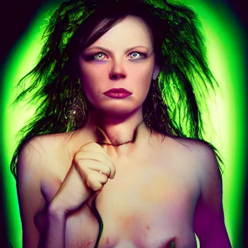 Image similar to hyper - realistic portrait of the singer aurora aksnes, 8 k, photo, art by david lachapelle