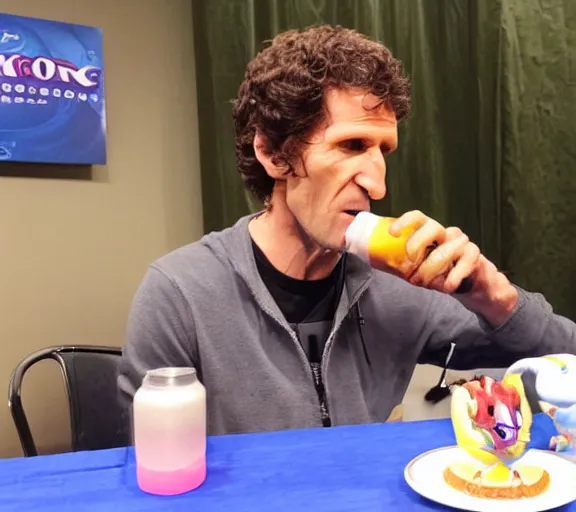 Image similar to Todd Howard drinking skooma in a My Little Pony convention