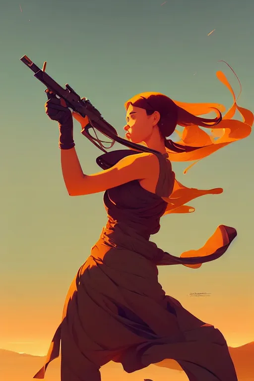 Image similar to smooth weapon, desert colors, centered median photoshop filter cutout vector behance hd by artgerm, jesper ejsing, by rhads, makoto shinkai and lois van baarle, ilya kuvshinov, rossdraws, illustration, art by ilya kuvshinov and gustav klimt