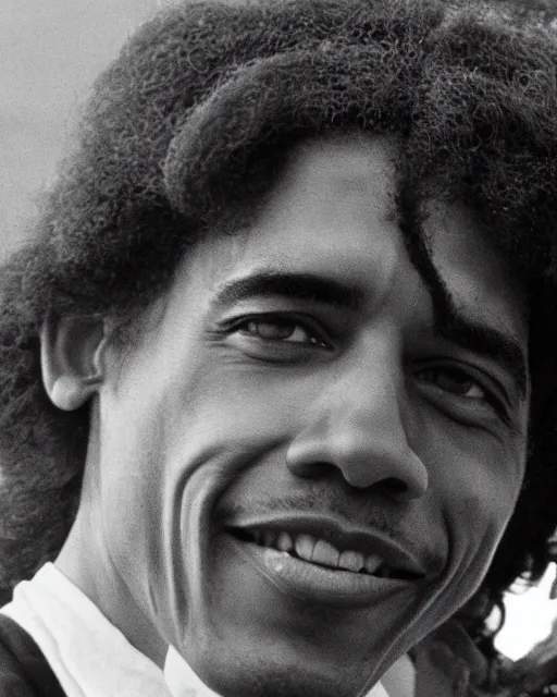 Prompt: a portrait of a 1 9 6 0 s hippie looking like barack obama