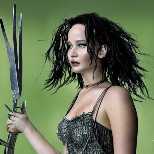 Image similar to still of Jennifer Lawrence as Erica Scissorhands in Edward Scissorhands remake 2029