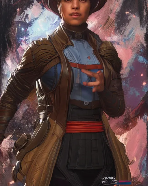 Prompt: Mystic Arts as an Apex Legends character digital illustration portrait design by, Mark Brooks and Brad Kunkle detailed, gorgeous lighting, wide angle dynamic portrait