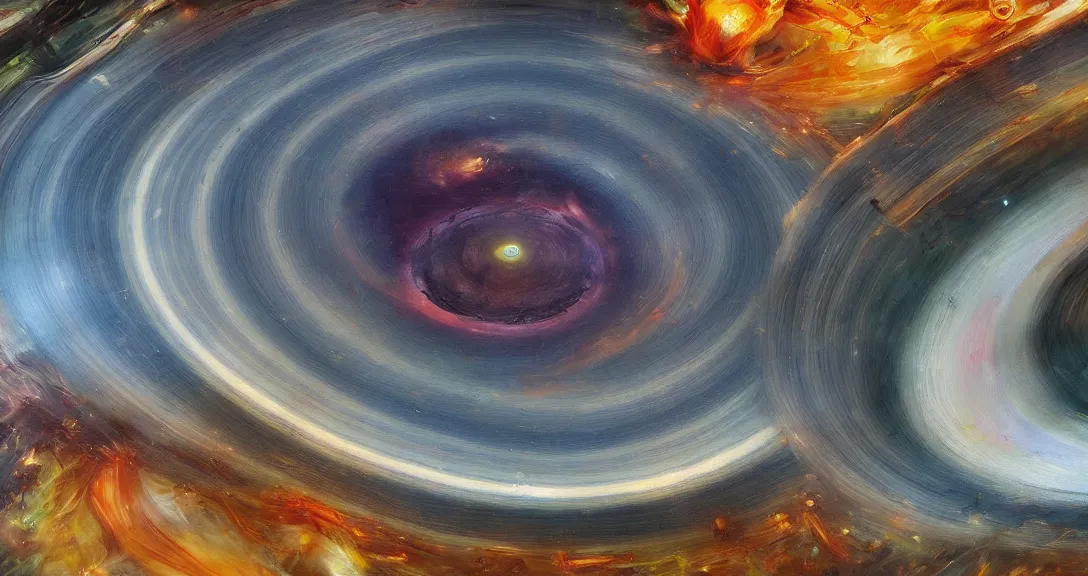 Prompt: saturn rings chaotic oil painting cosmic horror gigantic scale