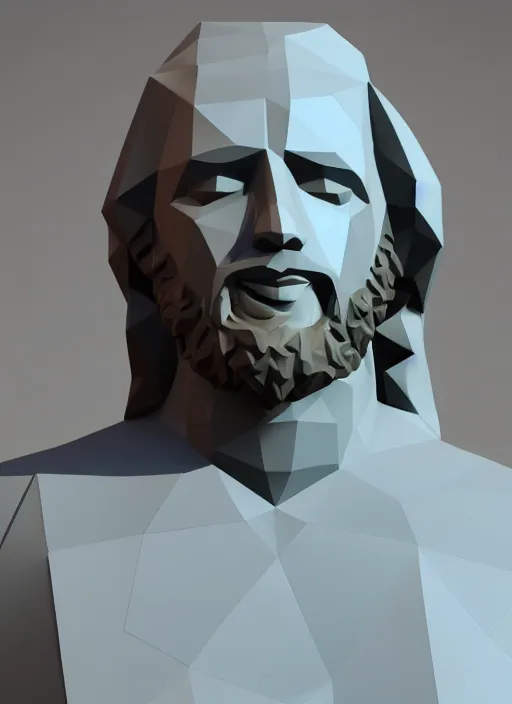 Prompt: low poly 3D model of Jesus Christ created in Blender, full body, 8k, bright colors, neat composition, zoomed out, cute