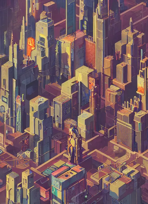 Image similar to a graphic layout design poster of a cyberpunk city in maze, chris ware, peter mohrbacher, jane newland, peter gric, chris ware, aaron horkey, illustration, artstation