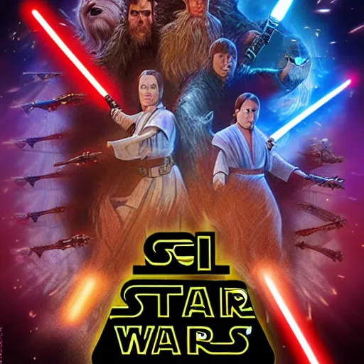 Image similar to Sci-Fy D&D, in the style of a Star Wars movie poster