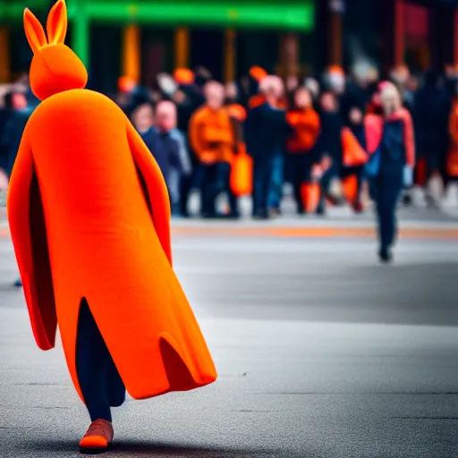 Image similar to film still a walking carrot, leica sl 2 5 0 mm, vivid color, high quality, high textured, real life