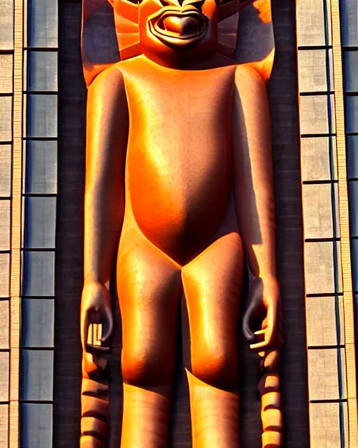 Image similar to high quality 3 d art deco biomorphic hanuman! head building in mumbai!! centre, highly detailed, cinematic smooth, berenice abbott & john j. park, dramatic warm morning light, wide shot, high angle, uhd 8 k, sharp focus