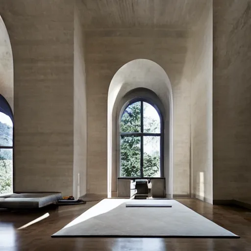 Prompt: giant Italian modern castle living room, clean minimalist design, that is 1300 feet tall, with very tall giant walls filled with modern art paintings, doors that are cosmic portals, giant modern stainless steel sculpture by Ken Kelleher, photo by Annie Leibovitz