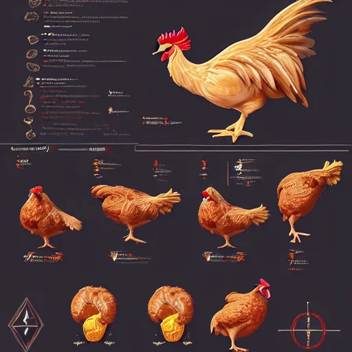 Prompt: infographic draw cut in half of a chicken explaining function and organs position, higly detailed, 8 k, photorealistic, art concept, artstation, sharp focus