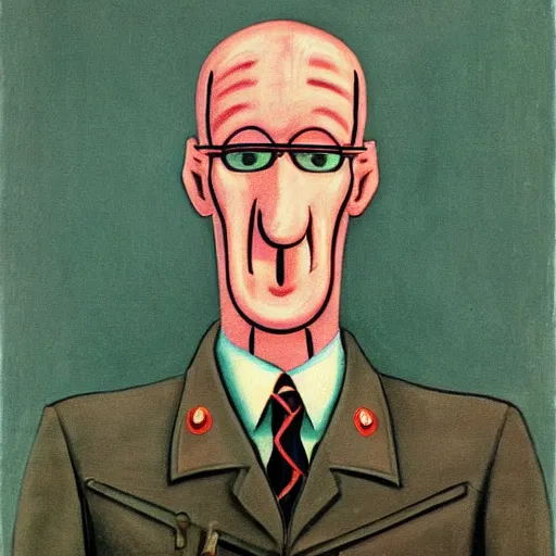 Image similar to handsome squidward, soviet propaganda painting