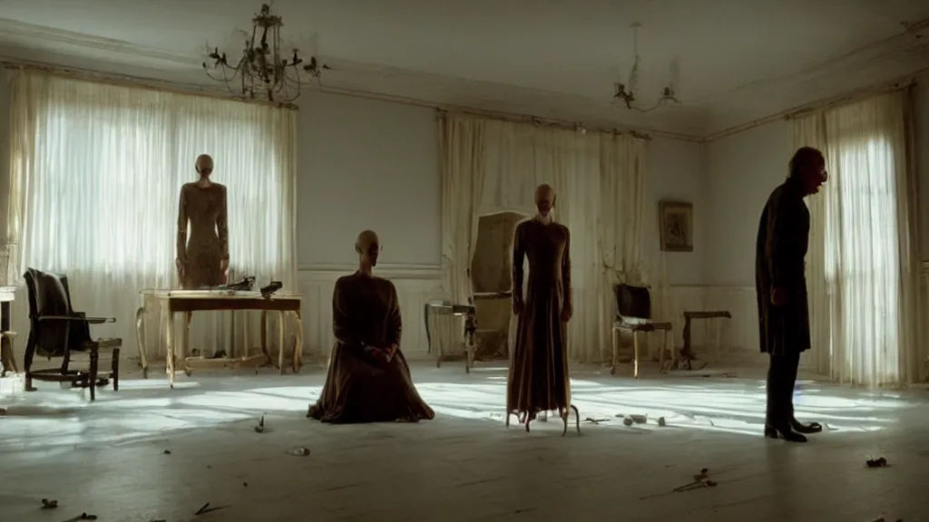 Image similar to the house that scares us, film still from the movie directed by denis villeneuve and david cronenberg with art direction by salvador dali