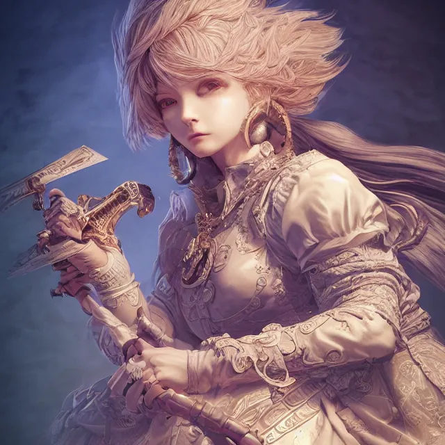 Image similar to the portrait of neutral good colorful female cleric bard as absurdly beautiful, gorgeous, elegant, sophisticated gravure idol, an ultrafine hyperdetailed illustration by kim jung gi, irakli nadar, intricate linework, sharp focus, bright colors, octopath traveler, final fantasy, unreal engine 5 highly rendered, global illumination, radiant light, detailed and intricate environment