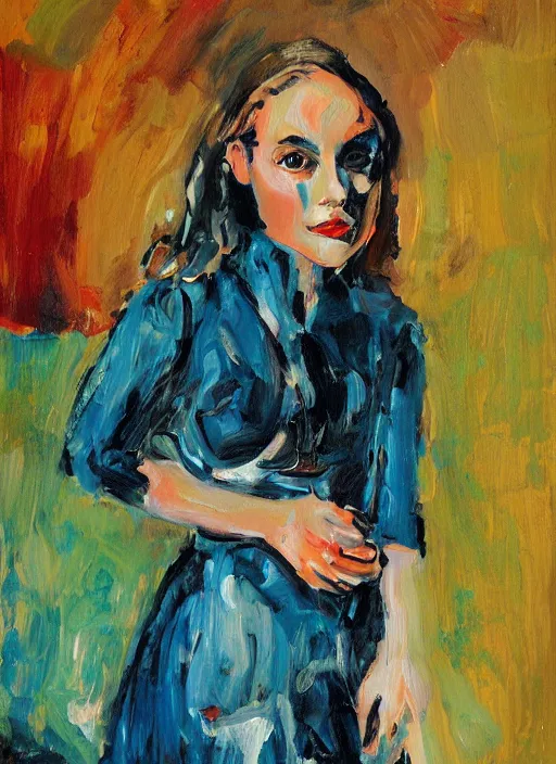 Image similar to a painting of AnnaSophia Robb in style of Chaim Soutine