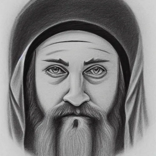 Prompt: pencil drawing of an orthodox priest