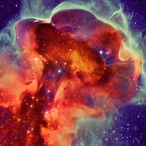 Image similar to photograph of a skull nebulae taken by the James webb telescope